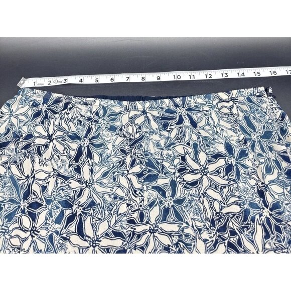 Sigrid Olsen Womens Navy Blue Tan Floral Lined Flowy Rayon Wide Leg Pants Sz L - Picture 8 of 11